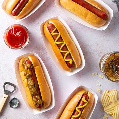 American Hot Dogs on Brioche Hot Dog Bun